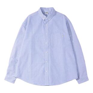 CityBoy日系廓形条纹长袖衬衫男春秋宽松休闲叠穿少年感衬衣外套