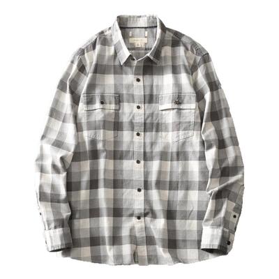 出口意大利高端水洗磨毛舒适透气商务时尚休闲格纹长袖衬衫衬衣男