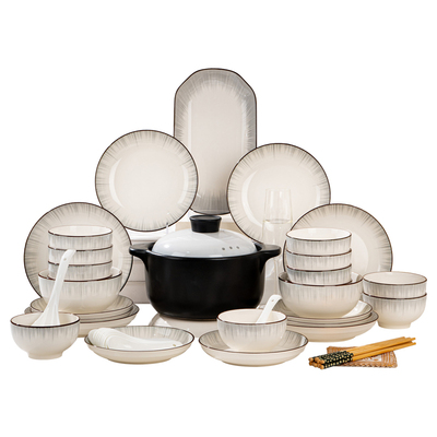 餐具套装简约现代陶瓷碗碟套装家用2025新款釉下彩高颜值碗盘碗具