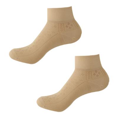 米吉诺拉无骨夏季轻薄镂空透气短袜子学生暗纹五分松口莫代尔袜