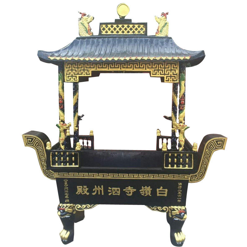 宗祠生铁铸造四龙柱插香炉