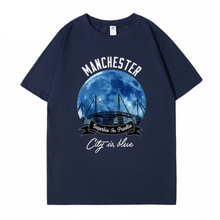 曼城队蓝月亮球迷服京多安哈兰德曼城足球短袖T恤大码曼切斯特城