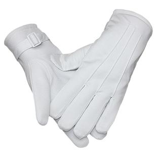 冬季礼仪酒店礼宾白手套保安物业门卫开车防滑三筋带扣加绒厚保暖