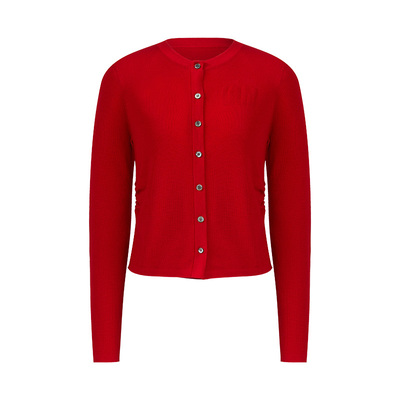 iammix27春季绵羊毛针织开衫女