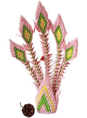 三角插孔雀材料包学生纸缘