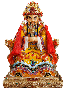 纯铜彩绘五台山五爷佛像招财摆件