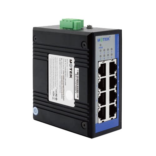 宇泰8口工业级非网管型以太网网络交换机千兆八口宽电压导轨式安装UT-6408GC