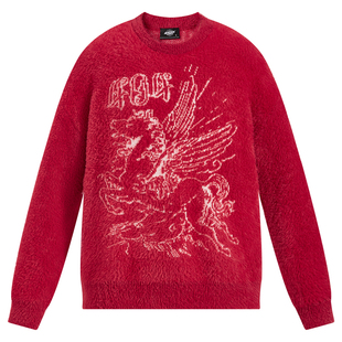 404MOB马年2026提花细腻毛感软糯毛衣男女款冬季保暖圆领针织衫潮