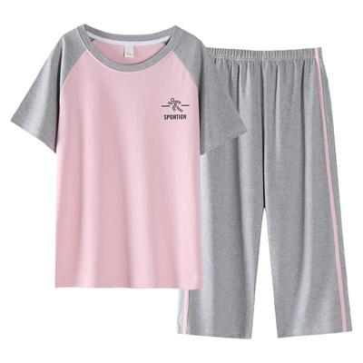全棉短袖七分裤睡衣女