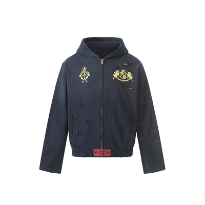 ukeeu复古做旧连帽印花卫衣