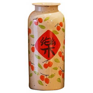 景德镇陶瓷福字花瓶客厅插花冬青水培富贵竹花瓶专用复古新年摆件