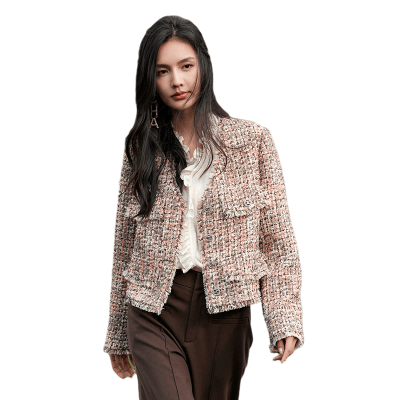 vilan/慧兰气质专柜款短外套女2025春秋新款时尚高级感小香风长袖