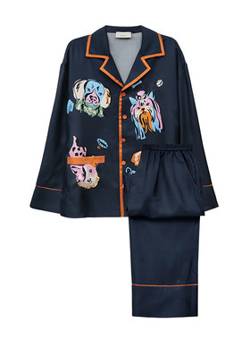 日进斗金魔法小狗真丝睡衣家居服