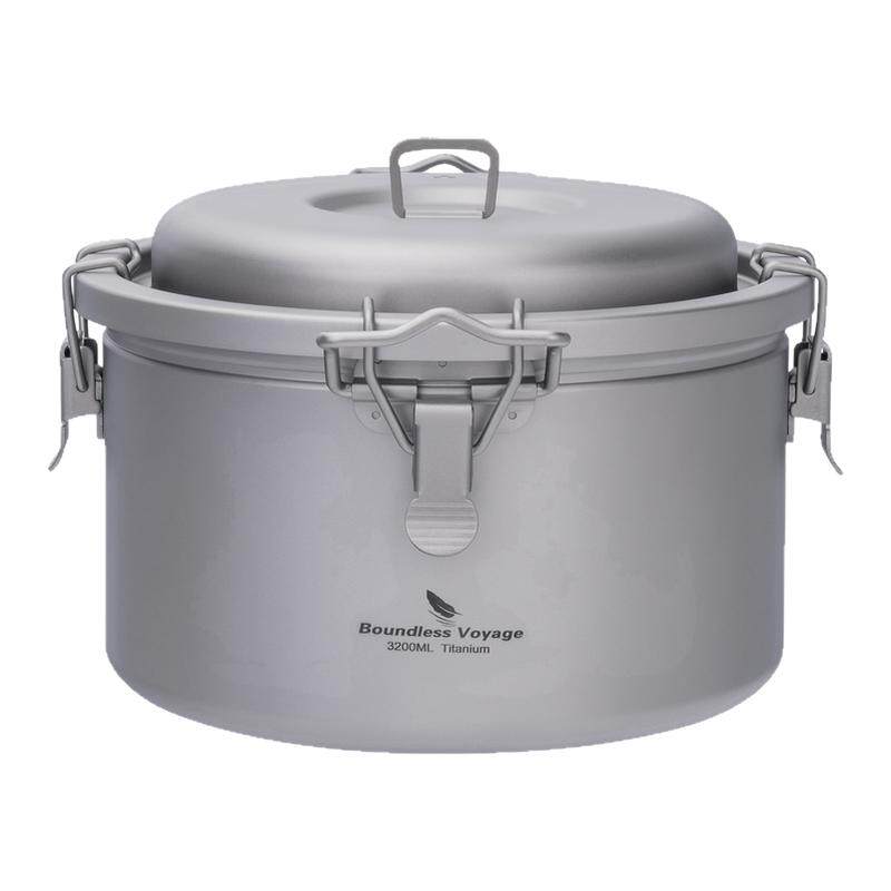 必唯纯钛微压锅户外煮饭神器大容量加厚钛锅具便携露营汤锅火锅