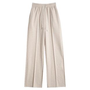 春秋今年流行款的裤子阔腿裤女款2026新款小个子毛呢lulu裤人字纹