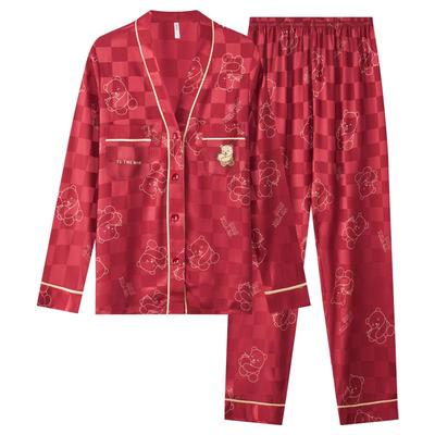 男女款冰丝绸春季家居服睡衣套装