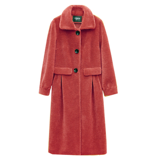 颗粒羊剪绒大衣女2025新款中长款修身皮毛一体羊羔毛皮草外套冬