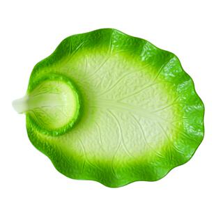 饺子盘子带醋碟家用陶瓷菜盘蝶子早餐分格餐盘创意白菜水饺专用盘