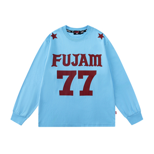 FUJAM潮牌童装男女童嘻哈hiphop美式印花长袖T恤少儿街舞演出服装