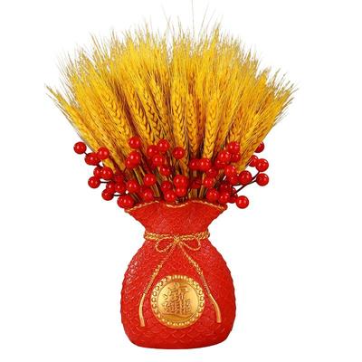 金黄麦穗干花钱袋子花瓶客厅摆放花套装乔迁开业人才两旺仿真花