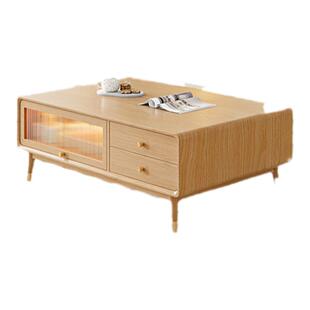 实木电视机柜原木茶几组合2026新款客厅家用收纳储物柜一体落地柜