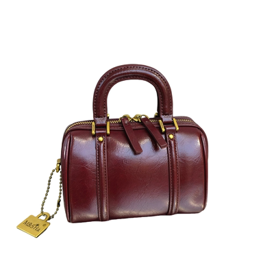 波士顿真皮枕头包包2024新款复古