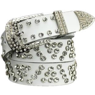 白色皮带女款真皮水钻时尚百搭装饰牛仔裤带黑2025新款女士宽腰带