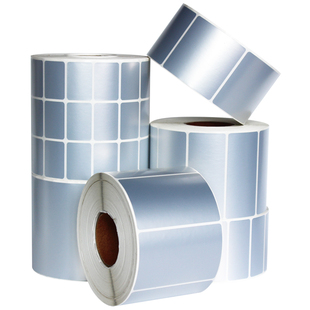 5丝亚银标签纸不干胶60*40 50*30 20 70 80 100mm哑银pet条码打印纸固定资产设备防水哑银标签纸耐高温可定制