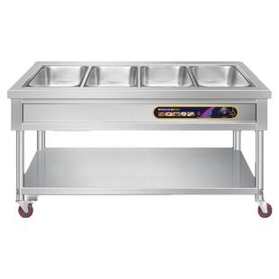 带轮子商用快餐保温台不锈钢食堂打饭热菜保温售饭台脚轮保温餐车