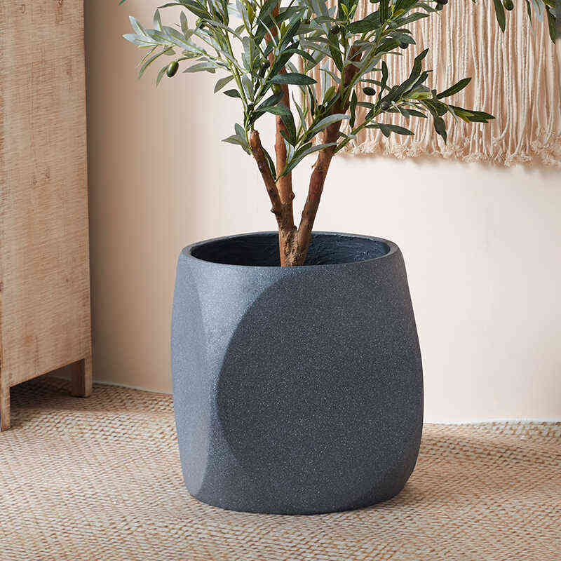 创意四方特大号镁泥水泥花盆个性摆件仿真绿植高档百合竹家用客厅