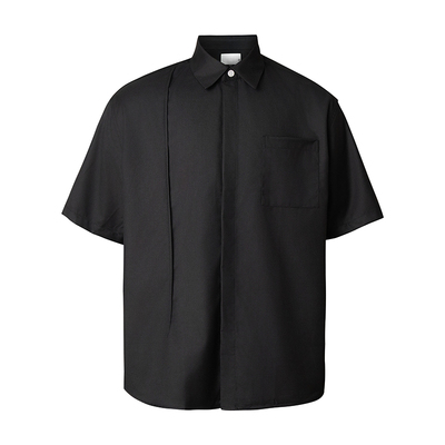 VE2纯色基础款韩版收腰短袖衬衫