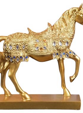 【惊喜价】描金马摆件新中式办公室创意家居装饰品客厅酒柜书房玄