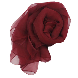 酒红色围巾女春秋真丝大长巾冬季桑蚕丝杭州丝巾韩版百搭2022纯色