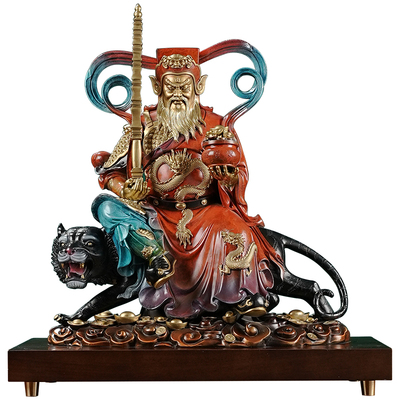 黄铜武财神赵公明神像财神爷摆件