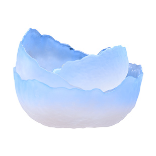 网红日式玻璃碗沙拉碗碟套装家用创意北欧风磨砂渐变色餐具甜品碗