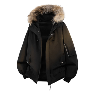 WASSUP ELSE官方派克羽绒服男士冬季毛领可拆卸连帽防风加厚外套