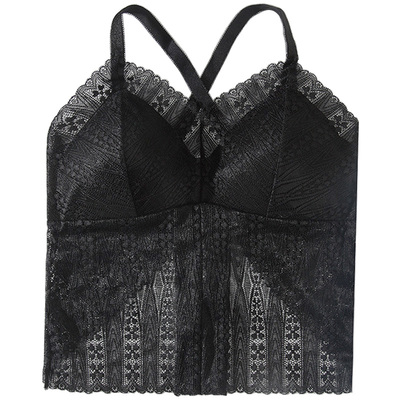 大码吊带背心女蕾丝带胸垫一体杯