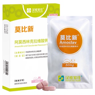 汉维莫比新阿莫西林克拉维酸钾片宠物狗狗猫外伤猫鼻支感冒消炎药