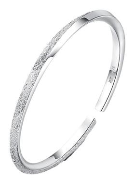 9999足银手镯女纯银磨砂