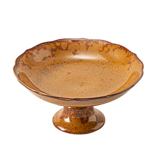 清山胡同中式陶瓷高脚果盘客厅茶几家用精致茶点盘复古点心零食盘