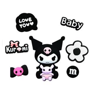 Mkop洞洞鞋配饰diy鞋扣配件黑色库洛米鞋花装饰扣适配Cross/Crocs