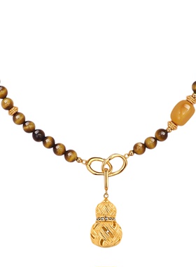 新年新品葫芦蜜蜡绿宝石毛衣链