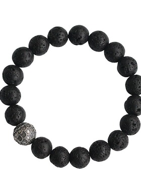 天然黑曜石火山石男士手串