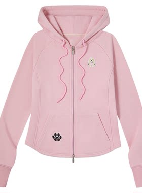 PSO Brand 女装可爱幼犬们修身拉链开衫连帽卫衣外套百搭休闲秋季