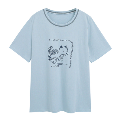 大码女装时尚百搭卡通短袖体恤衫