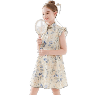 女童连衣裙纯棉夏装2025新款儿童裙子新中式旗袍裙碎花大童国风裙