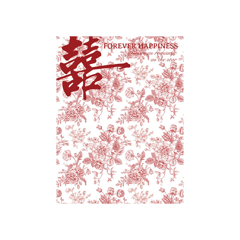 芯苼 原创喜上梢·婚礼包装纸玫瑰鲜花花束DIY浪漫包花纸花店资材