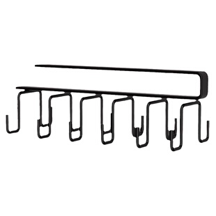 铁艺厨房橱柜挂钩壁挂隔板下挂架卡夹厨房吊柜悬挂排钩免钉衣服钩