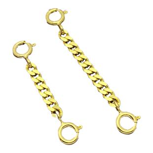 s925纯银项链延长链加长链双扣弹簧扣diy链条4mm古巴马鞭链黄金色