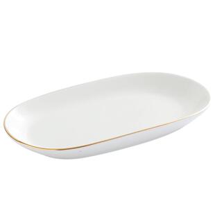 金边陶瓷毛巾碟个性碟子纯白椭圆长方形毛巾托家用湿巾盘装毛巾盘